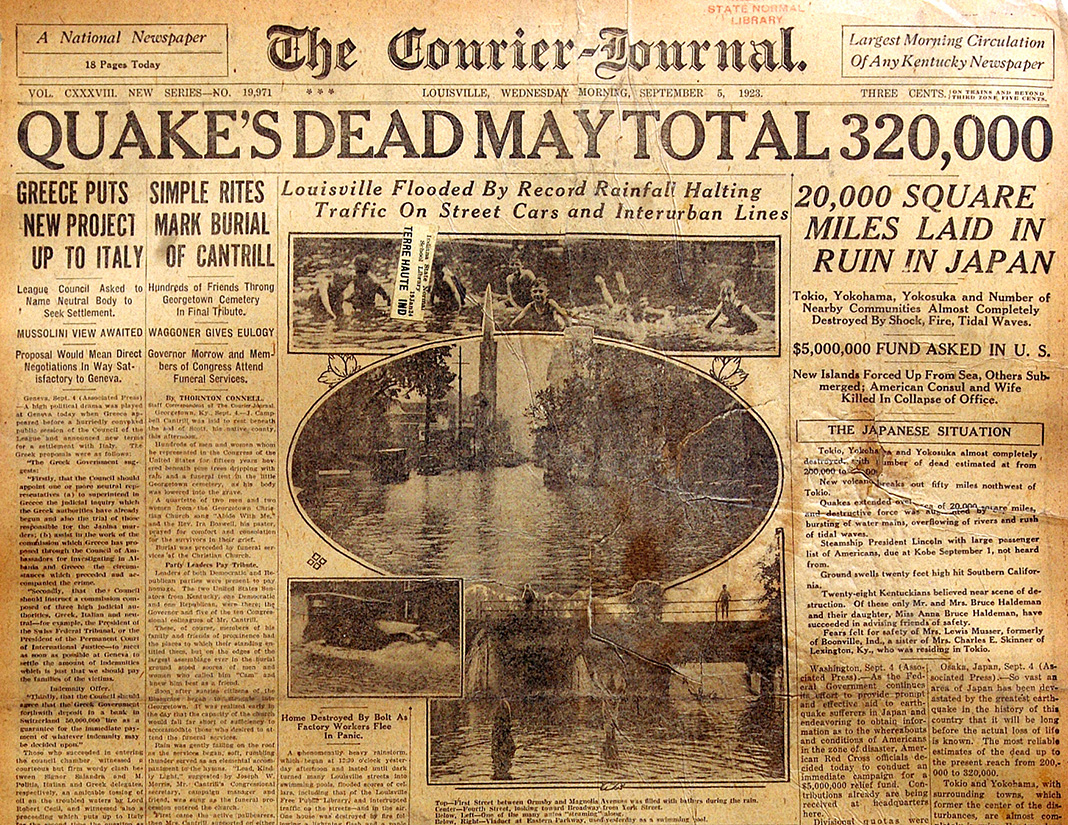 newspaper headline Sept 1923