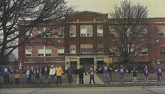 From the newspaper in 2006 when the community successfully saved Silas Willard from the school board’s wrecking ball. Gotta say, it’s pretty badass to see one’s parents in a human chain.